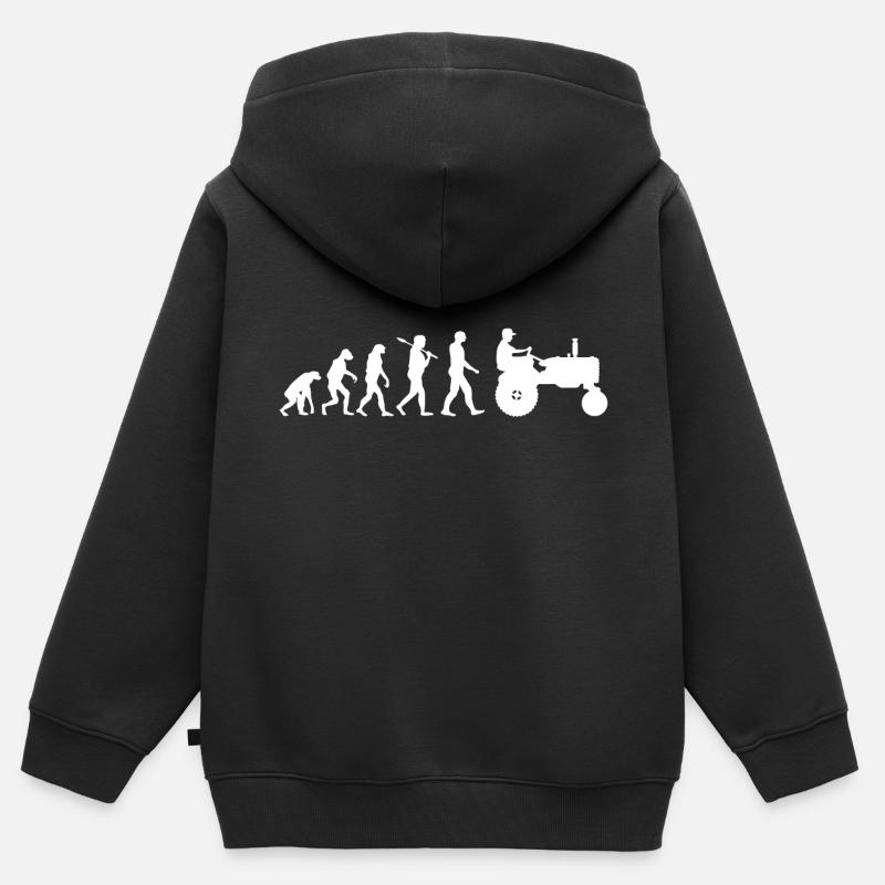 Agriculture Tracteur Evolution - Sweat Premium à capuche zippé enfant bio - noir