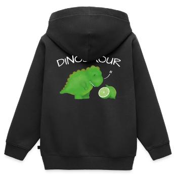 Cute Dino meets Lime - funny Dinosaur - Kinder Premium Organic Zip Hoodie - Schwarz - Hinten - AI Model Kid Male (0cm)