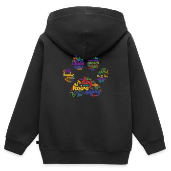 Hunde aller Sprachen und Farben - Kinder Premium Organic Zip Hoodie - Schwarz - Hinten - AI Model Kid Male (0cm)