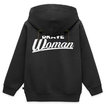 courageuse femme - Sweat Premium à capuche zippé enfant bio - noir - Dos - AI Model Kid Male (0cm)