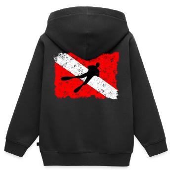 Taucherflagge - Kinder Premium Organic Zip Hoodie - Schwarz - Hinten - AI Model Kid Male (0cm)