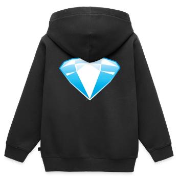Diamant bijou bleu - Sweat Premium à capuche zippé enfant bio - noir - Dos - AI Model Kid Male (0cm)