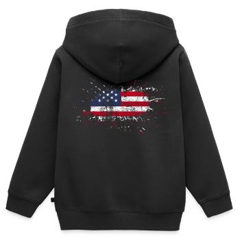 Geschenk USA Flagge amerikanische Fahne Amerika - Kinder Premium Organic Zip Hoodie - Schwarz - Hinten - AI Model Kid Male (0cm)