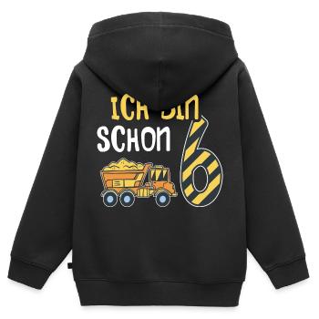 6. Geburtstag Junge 6 Jahre alt Baustelle Kipper - Kinder Premium Organic Zip Hoodie - Schwarz - Hinten - AI Model Kid Male (0cm)