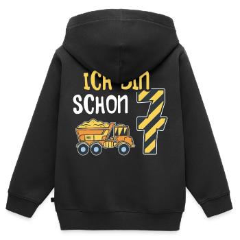7. Geburtstag Junge 7 Jahre alt Baustelle Kipper - Kinder Premium Organic Zip Hoodie - Schwarz - Hinten - AI Model Kid Male (0cm)