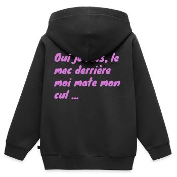 Blague - Sweat Premium à capuche zippé enfant bio - noir - Dos - AI Model Kid Male (0cm)