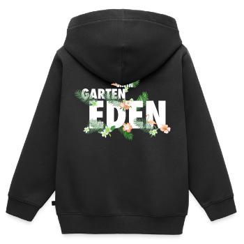 Flamingo Garten Eden Paradise - Kinder Premium Organic Zip Hoodie - Schwarz - Hinten - AI Model Kid Male (0cm)