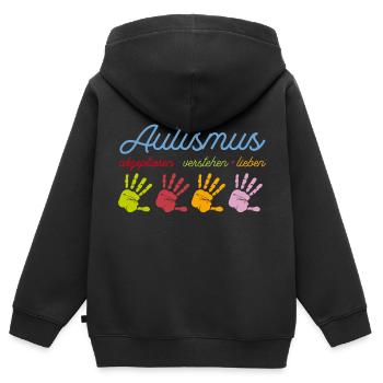 Autismus - Kinder Premium Organic Zip Hoodie - Schwarz - Hinten - AI Model Kid Male (0cm)