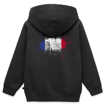 France drapeau cadeau drapeau français - Sweat Premium à capuche zippé enfant bio - noir - Dos - AI Model Kid Male (0cm)