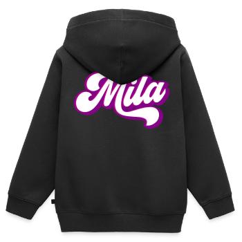 Mila | Couleurs changeantes - Sweat Premium à capuche zippé enfant bio - noir - Dos - AI Model Kid Male (0cm)