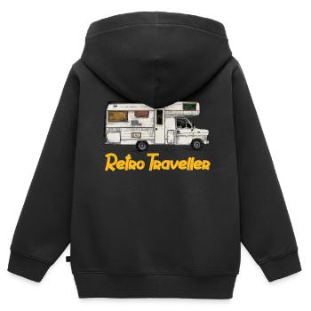 Retro Reisender - Kinder Premium Organic Zip Hoodie - Schwarz - Hinten - AI Model Kid Male (0cm)