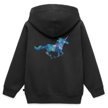 licorne glace bleu est à la recherche d'un nouveau propriétaire - Sweat Premium à capuche zippé enfant bio - noir - Dos - AI Model Kid Male (0cm)