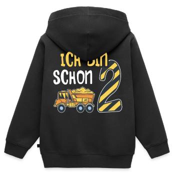 2. Geburtstag Junge 2 Jahre alt Baustelle Kipper - Kinder Premium Organic Zip Hoodie - Schwarz - Hinten - AI Model Kid Male (0cm)