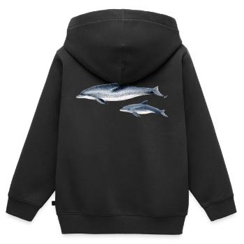 Repéré Dolphin - Dauphin tacheté - Dauphin tacheté - Sweat Premium à capuche zippé enfant bio - noir - Dos - AI Model Kid Male (0cm)