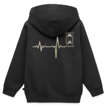 Geschenk Heartbeat Sanduhr - Kinder Premium Organic Zip Hoodie - Schwarz - Hinten - AI Model Kid Male (0cm)