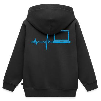 Cadeau Heartbeat Notebook PC - Sweat Premium à capuche zippé enfant bio - noir - Dos - AI Model Kid Male (0cm)