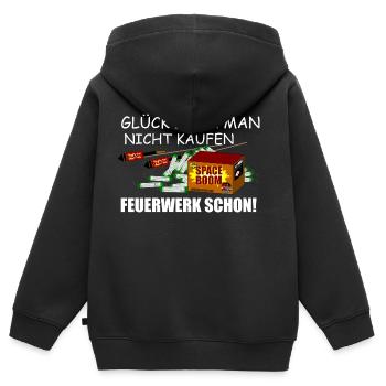 Feuerwerk kann man kaufen - Kinder Premium Organic Zip Hoodie - Schwarz - Hinten - AI Model Kid Male (0cm)
