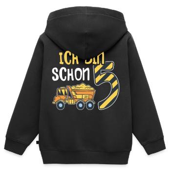 5. Geburtstag Junge 5 Jahre alt Baustelle Kipper - Kinder Premium Organic Zip Hoodie - Schwarz - Hinten - AI Model Kid Male (0cm)