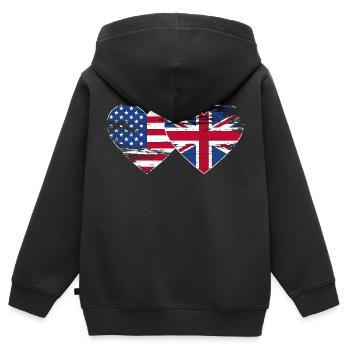 USA Britische Flagge Faust Flagge Herz used - Kinder Premium Organic Zip Hoodie - Schwarz - Hinten - AI Model Kid Male (0cm)