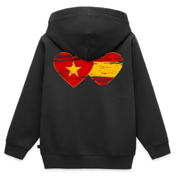 Vietnam Spain Flag Heart Used - Kids Premium Organic Zip-up Hoodie - black - Back - AI Model Kid Male (0cm)