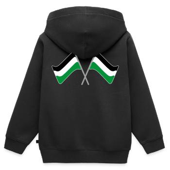 Drapeau noir-blanc-vert | stade de football de drapeau - Sweat Premium à capuche zippé enfant bio - noir - Dos - AI Model Kid Male (0cm)
