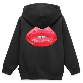 Lippen - Kinder Premium Organic Zip Hoodie - Schwarz - Hinten - AI Model Kid Male (0cm)