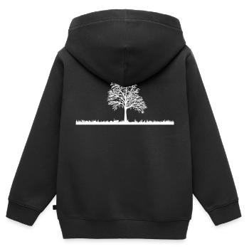 Baum - Kinder Premium Organic Zip Hoodie - Schwarz - Hinten - AI Model Kid Male (0cm)