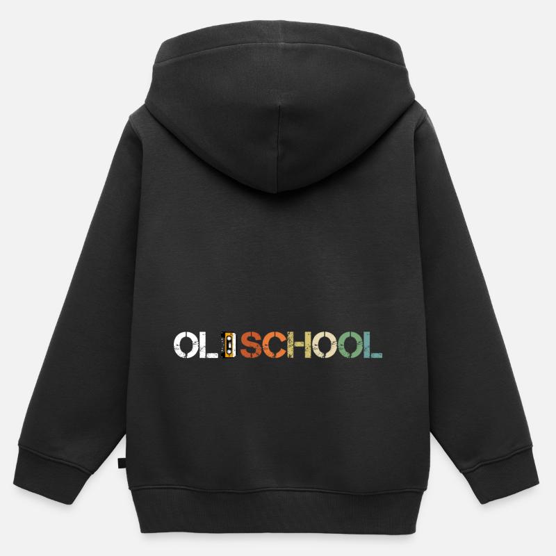 Cassette Old School - Vintage - Sweat Premium à capuche zippé enfant bio - noir