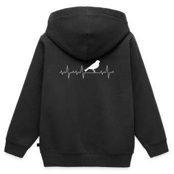 Herzschlag Herzfrequenz Geschenk Vogel Liebhaber - Kinder Premium Organic Zip Hoodie - Schwarz - Hinten - AI Model Kid Male (0cm)