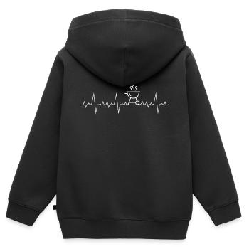 Herzschlag Herzfrequenz Geschenk Grill grillen - Kinder Premium Organic Zip Hoodie - Schwarz - Hinten - AI Model Kid Male (0cm)