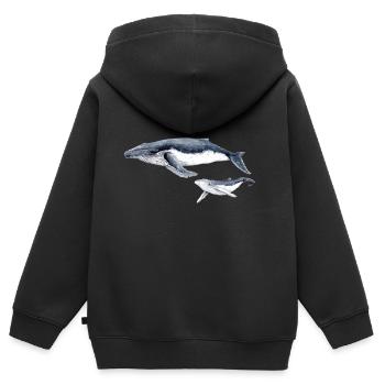 baleine à bosse - baleine à la baleine à bosse Bosse - Sweat Premium à capuche zippé enfant bio - noir - Dos - AI Model Kid Male (0cm)