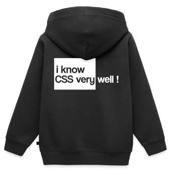 Ich weiß, css html sehr gut - Kinder Premium Organic Zip Hoodie - Schwarz - Hinten - AI Model Kid Male (0cm)