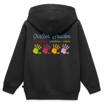 Grosser Bruder Großer Bruder T-Shirt - Kinder Premium Organic Zip Hoodie - Schwarz - Hinten - AI Model Kid Male (0cm)