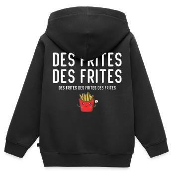 Des Frites Des Frites des Drites - Sweat Premium à capuche zippé enfant bio - noir - Dos - AI Model Kid Male (0cm)