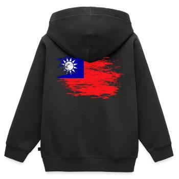 Drapeau de Taïwan - Sweat Premium à capuche zippé enfant bio - noir - Dos - AI Model Kid Male (0cm)