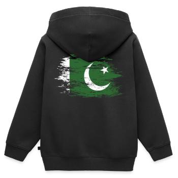 Pakistan Flagge used - Kinder Premium Organic Zip Hoodie - Schwarz - Hinten - AI Model Kid Male (0cm)