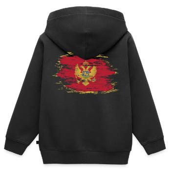 Montenegro Flagge used - Kinder Premium Organic Zip Hoodie - Schwarz - Hinten - AI Model Kid Male (0cm)