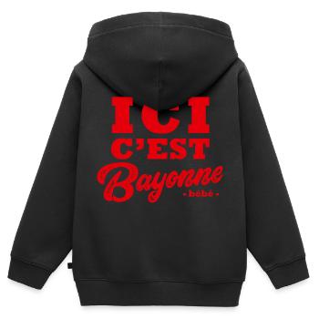 Bayonne Bayonnais fête fiera fêtes - Sweat Premium à capuche zippé enfant bio - noir - Dos - AI Model Kid Male (0cm)