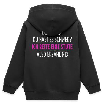 Proverbes de chevaux TShirt cheval Proverbes équestres Cadeau - Sweat Premium à capuche zippé enfant bio - noir - Dos - AI Model Kid Male (0cm)