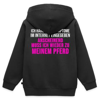 Proverbes de chevaux TShirt cheval Proverbes équestres Cadeau - Sweat Premium à capuche zippé enfant bio - noir - Dos - AI Model Kid Male (0cm)