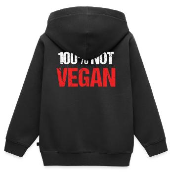 Fleischfresser Shirt Anti Vegan Fleisch Geschenk - Kinder Premium Organic Zip Hoodie - Schwarz - Hinten - AI Model Kid Male (0cm)