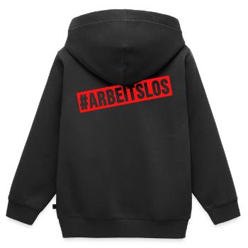 Chemise sans emploi Hartz 4 Cadeau de chômage - Sweat Premium à capuche zippé enfant bio - noir - Dos - AI Model Kid Male (0cm)
