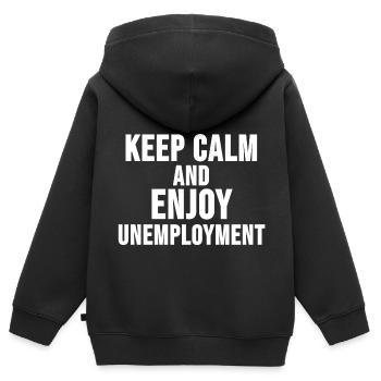 Chômage Chemise Hartz 4 Chômage Cadeau - Sweat Premium à capuche zippé enfant bio - noir - Dos - AI Model Kid Male (0cm)