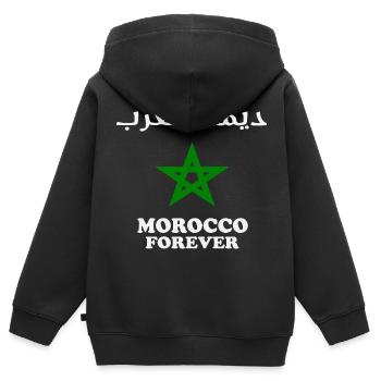 Maroc - Maroc - Maroc pour toujours - Sweat Premium à capuche zippé enfant bio - noir - Dos - AI Model Kid Male (0cm)