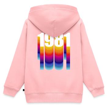 1981 - Kinder Premium Organic Zip Hoodie - Rosa - Hinten - AI Model Kid Female (0cm)
