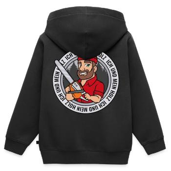 Ich und mein Holz Holzfäller Kettensäge Holz - Kinder Premium Organic Zip Hoodie - Schwarz - Hinten - AI Model Kid Male (0cm)