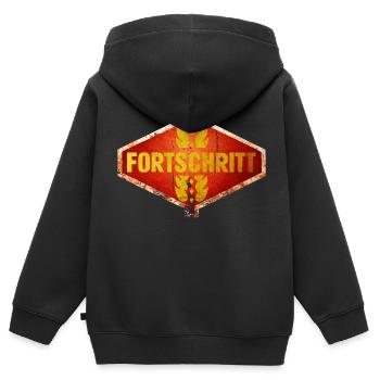 DDR FORTSCHRITT Ostalgie Vintage Logo - Kinder Premium Organic Zip Hoodie - Schwarz - Hinten - AI Model Kid Male (0cm)