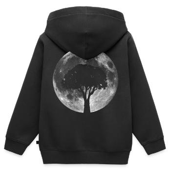 MOND TREE black and white, retro, grid effect - Kids Premium Organic Zip-up Hoodie - black - Back - AI Model Kid Male (0cm)