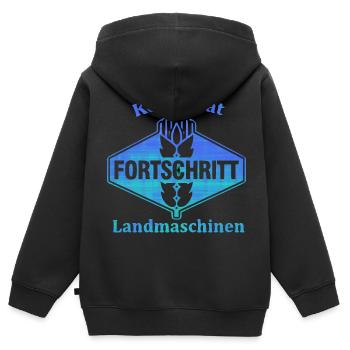 DDR FORTSCHRITT - Landmaschinen Ostalgie - Kinder Premium Organic Zip Hoodie - Schwarz - Hinten - AI Model Kid Male (0cm)