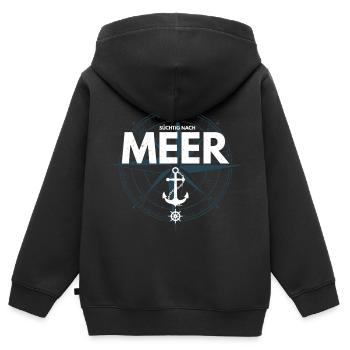 SÜCHTIG NACH MEER, Urlaub, Segeln, Reise - Kinder Premium Organic Zip Hoodie - Schwarz - Hinten - AI Model Kid Male (0cm)